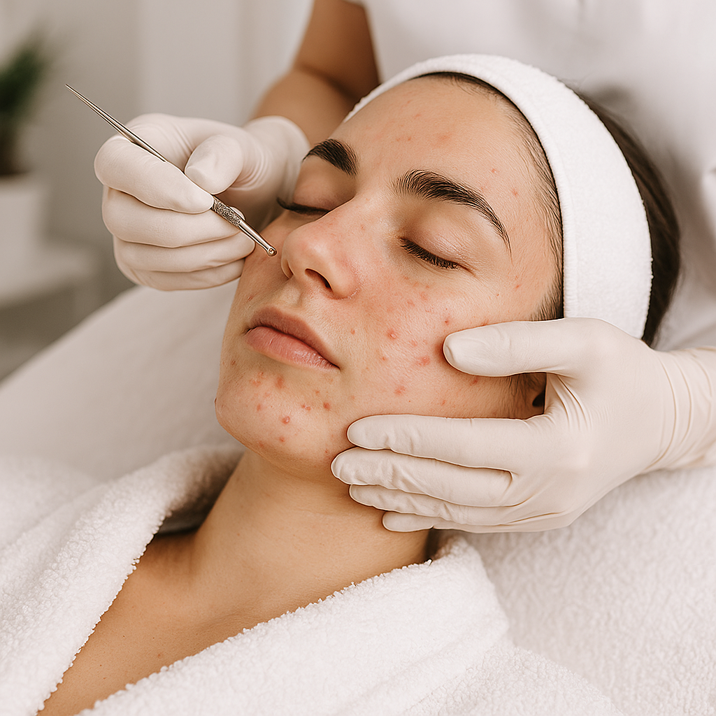 Tiefenreinigende Gesichtsbehandlung in Herne die Ausreinigung der Gesichtshaut bei Akne Pusteln Mitesser oder Unreinheiten